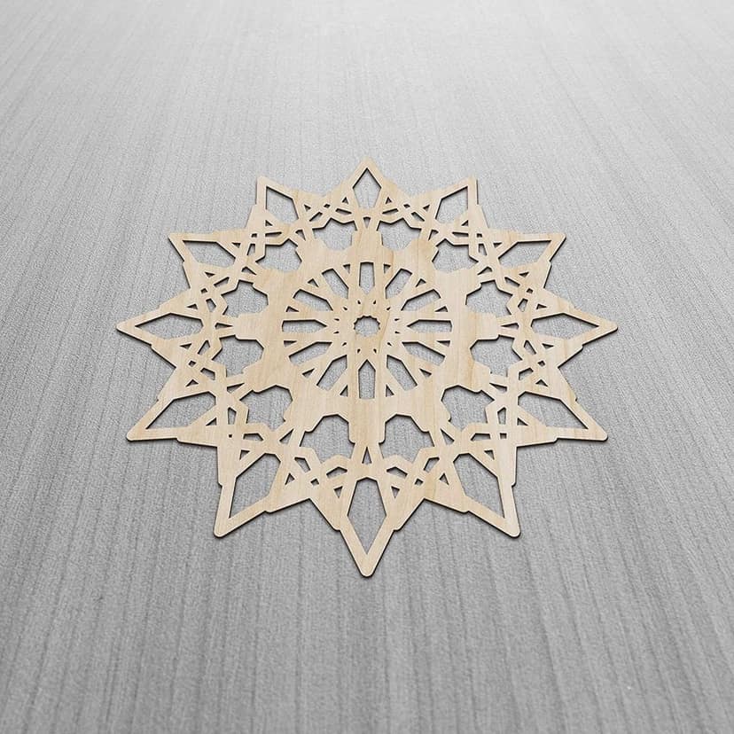 Haoser Mandala Wooden Wall Art, Whirl Look Lattice Abstarct Geometric, Birch Wood Plywood Rustic Wall Art Accent for Hallway Bedroom Living Room Cafes and Offices (Mandala Design-21_30CM) view 2
