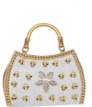 SUNESH CREATION Handheld Bag Fabric Set of 1 ( Silver )