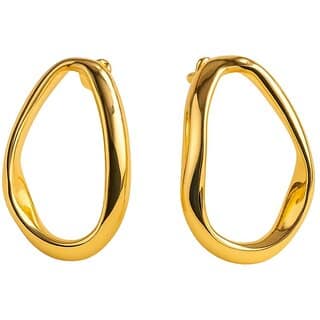 18k Gold Plated Hoop Earring (Bubble Square Hoop Earrings)