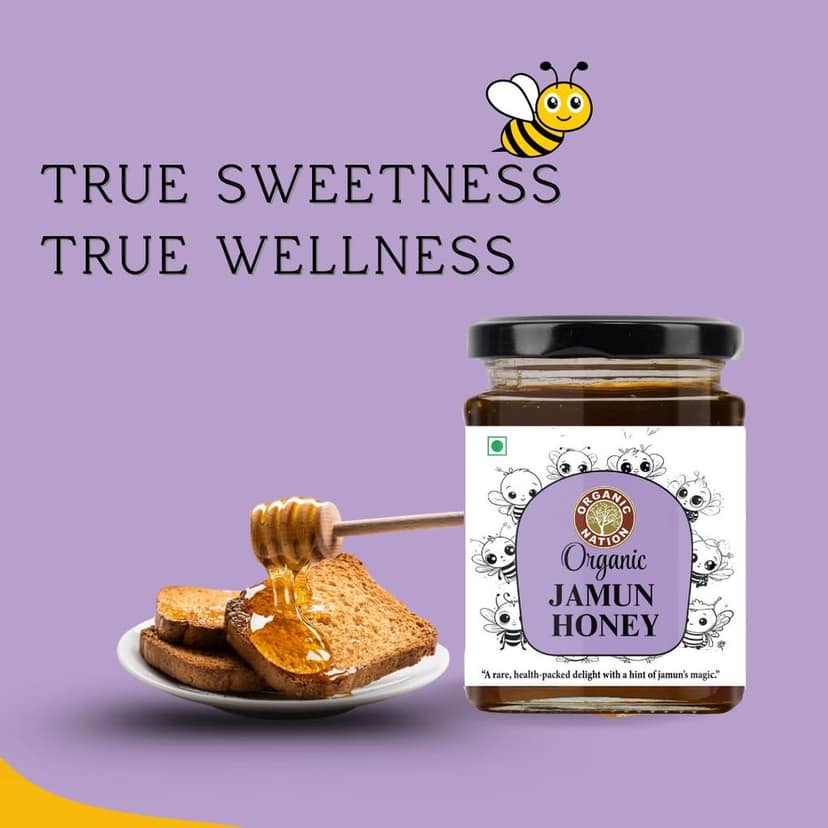 Organic Nation Jamun Honey � Raw, Unprocessed, Natural Sweetener � Sourced from Wildflowers � Immunity Booster � No Added Sugar 325g view 4