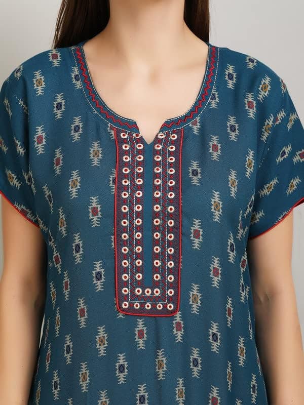 KOI Alpine Nightgown with Floral Embroidery Chocolate Peacock Large view 2