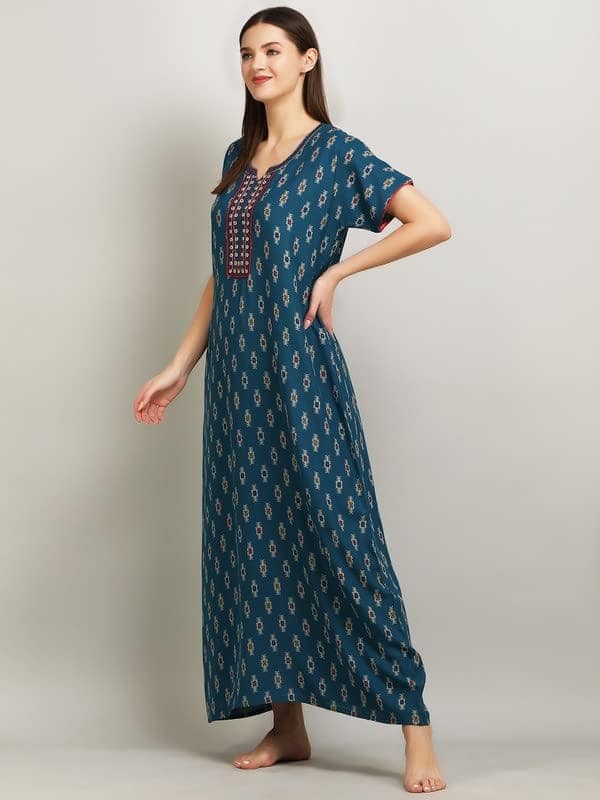 KOI Alpine Nightgown with Floral Embroidery Chocolate Peacock Large view 3