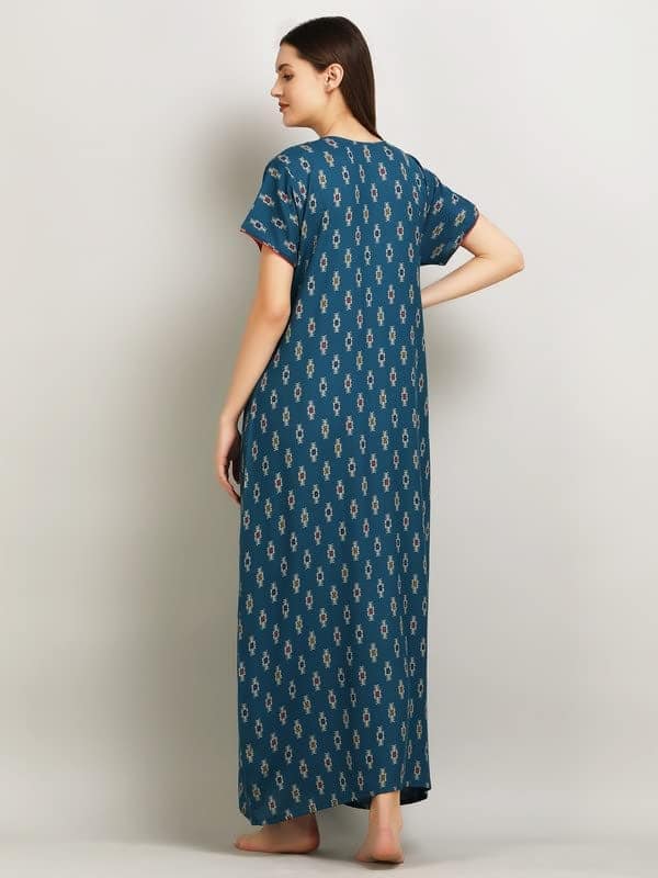 KOI Alpine Nightgown with Floral Embroidery Chocolate Peacock Large view 5