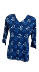 Blue Hand Block Printed Cotton Tunic view 2