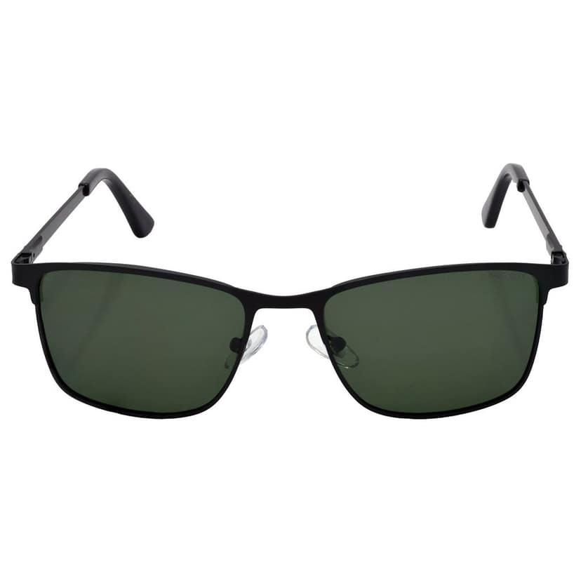 Stylish Rectangular Full-Frame Metal Polarized Sunglasses for Men and Women | Green Lens and Black Frame | HRS-KC1001-BK-GRN-P view 3