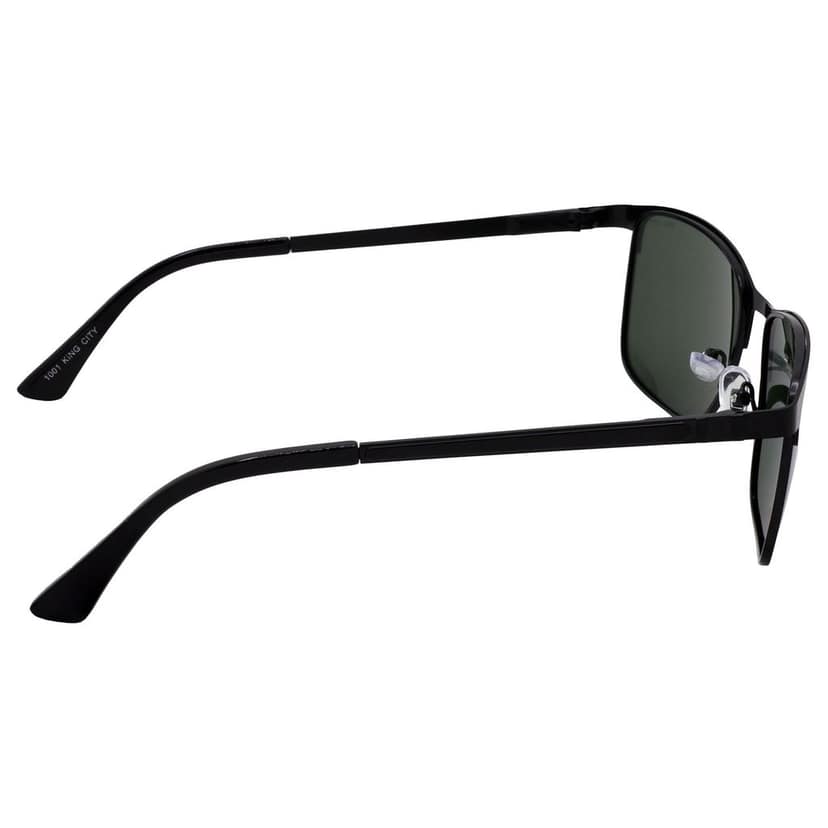 Stylish Rectangular Full-Frame Metal Polarized Sunglasses for Men and Women | Green Lens and Black Frame | HRS-KC1001-BK-GRN-P view 4