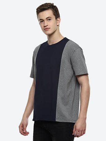 Coal Men's Grey Color Block Boxy T-shirt view 2