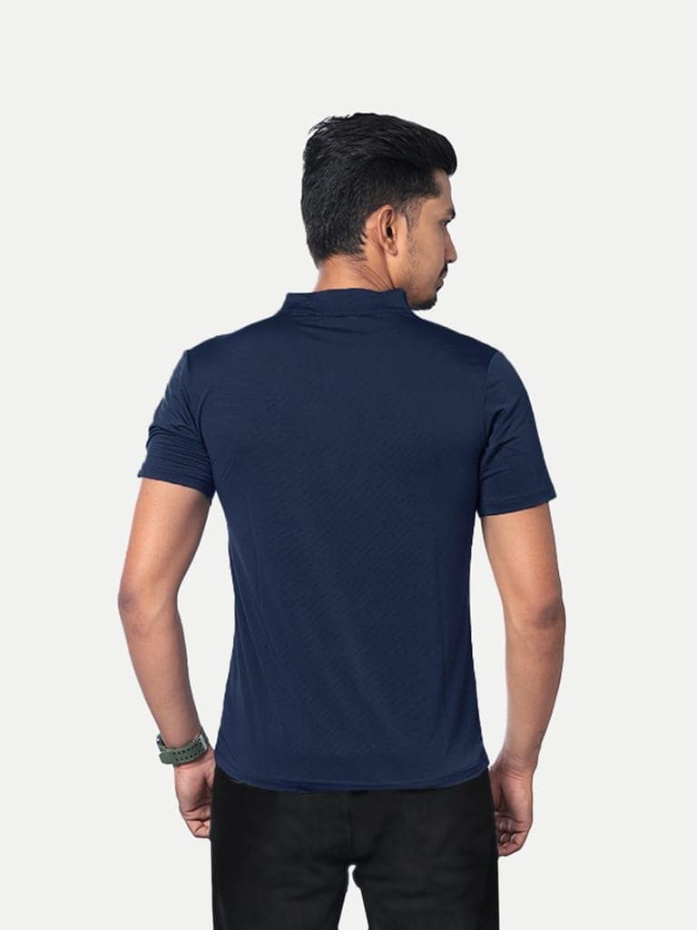 Men Navy Active wear Zipper Half Sleeve T Shirt view 4