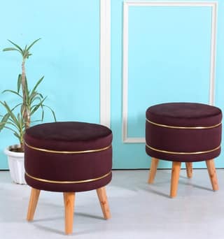 ShadowKart Pouffes Sitting Stool for Living Room, Mudda Puffy Wooden Ottoman Stools, Pouffe Footstool, Pouf for Office Home Decoration & Dressing Table, 16x16x18 Inch