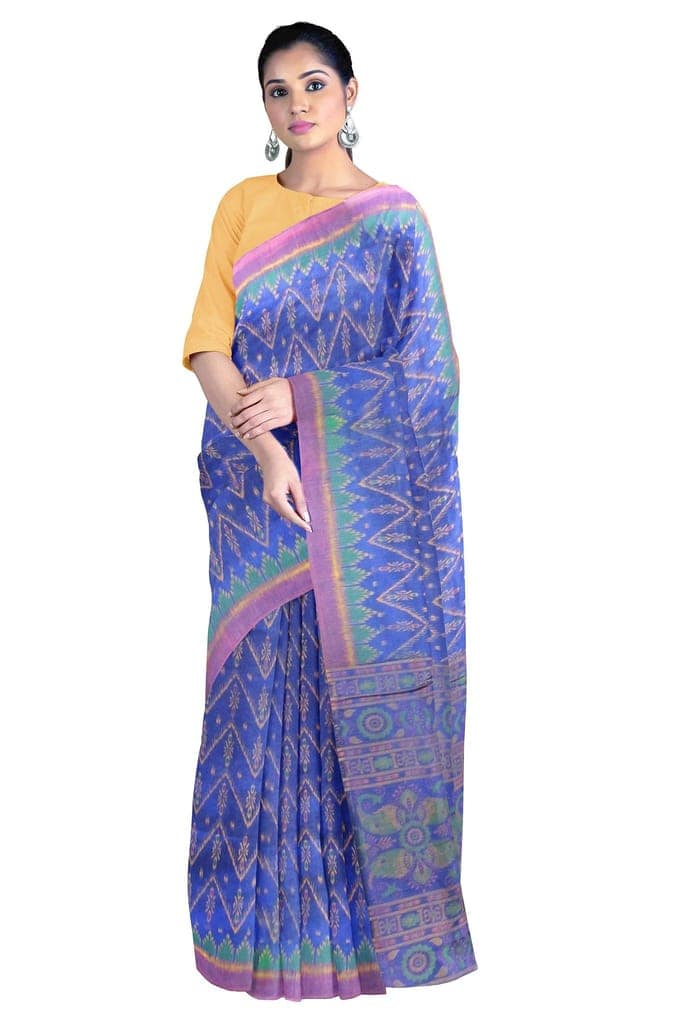 Handloom Saree On A Light Blue Base view 2