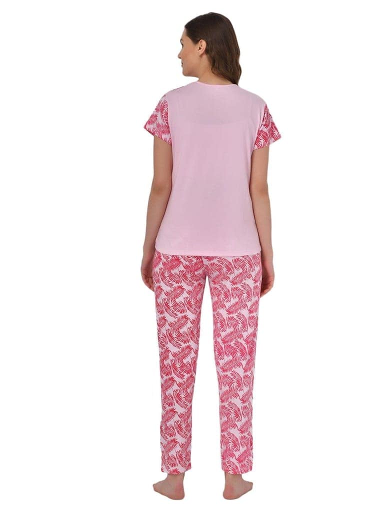 Klamotten Women's Baby Pink Allover Printed Top Pyjama Set N32Rb view 8
