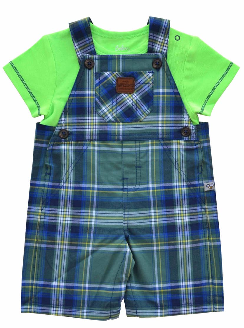 Baby Boy's Short Romper Set,Color-Green/Blue