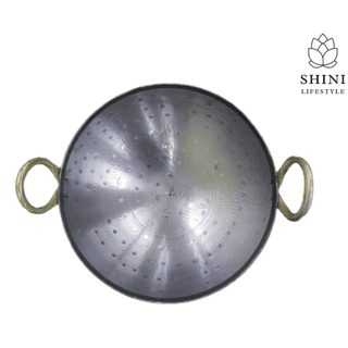 SHINI LIFESTYLE Heavy Base Iron Kadhai Deep Bottom Loha Kadai HAMMERED Kitchen Karahi 4 L Kadhai Kadhai 32 cm diameter 4 L capacity