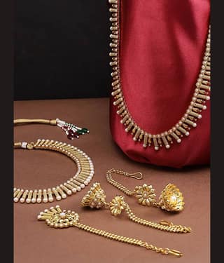 Priyaasi Brass Golden Contemporary Contemporary/Fashion Gold Plated Necklaces Set