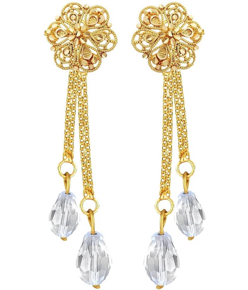 Vighnaharta Golden Drop Earrings ( Pack of 1 )