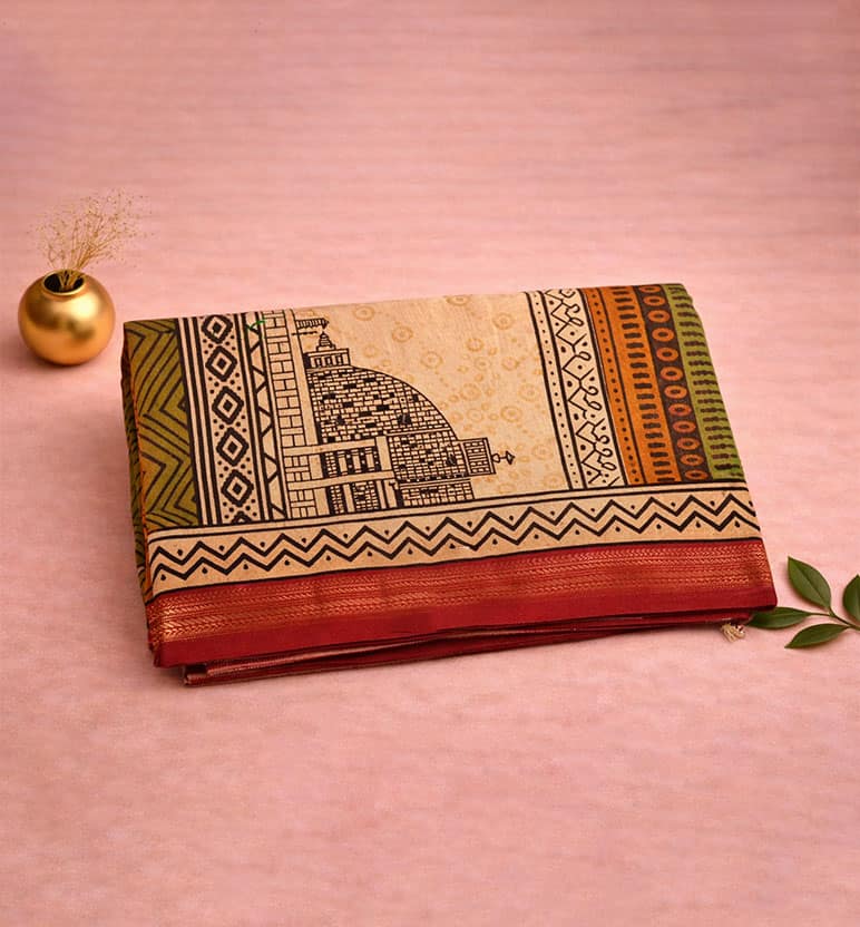 Heritage Block Print Maheshwari Saree