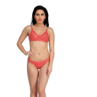 Empisto Branded Peach Color Cotton Fabric Lingerie Set