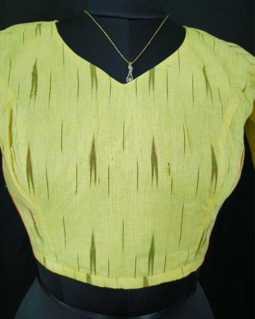 Pure Cotton Blouse Yellow Color Ikkat Design (Size: 34-46)-9759 view 2