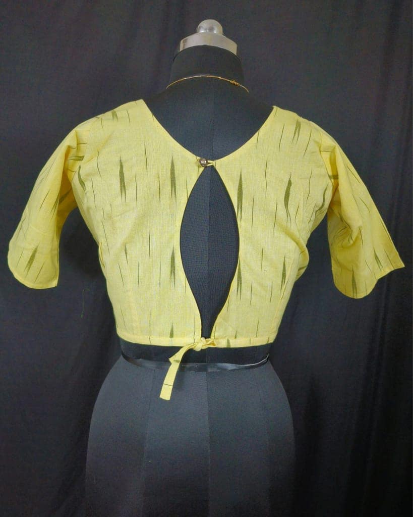 Pure Cotton Blouse Yellow Color Ikkat Design (Size: 34-46)-9759 view 3