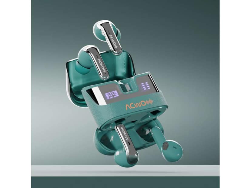 DwOTS Fire Ultra, 75Hrs Playtime, Quad Mics with ANC, 40ms Low Latency, Trans ANC Mode, Dual Sharing & Individual Connectivity, LED Battery Display - Aqua-Teal view 2