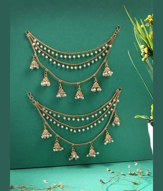 Sukkhi Gold Ear Chain Earrings ( Pack of 2 )