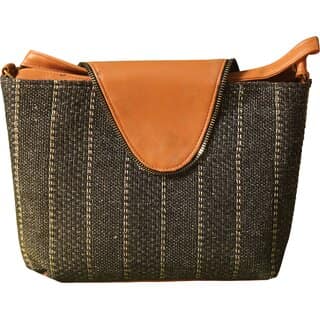 Womens Brown Faux Leather Flap Sling Bag with Textured Body