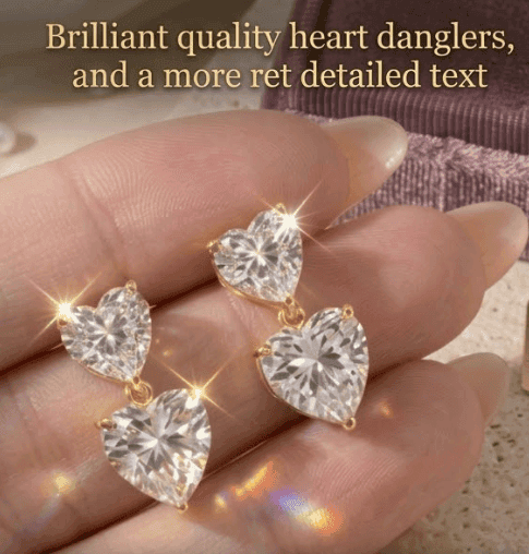 Romantic Heart Solitaire Earrings | 18K Gold Plated Crystal Heart Drop Earrings for Women | Every day & Party Wear Pair of 1 view 3