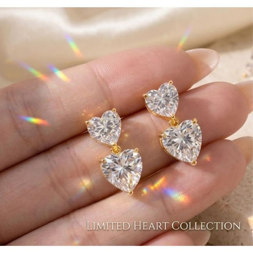 Romantic Heart Solitaire Earrings | 18K Gold Plated Crystal Heart Drop Earrings for Women | Every day & Party Wear Pair of 1 view 4