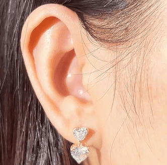 Romantic Heart Solitaire Earrings | 18K Gold Plated Crystal Heart Drop Earrings for Women | Every day & Party Wear Pair of 1 view 5