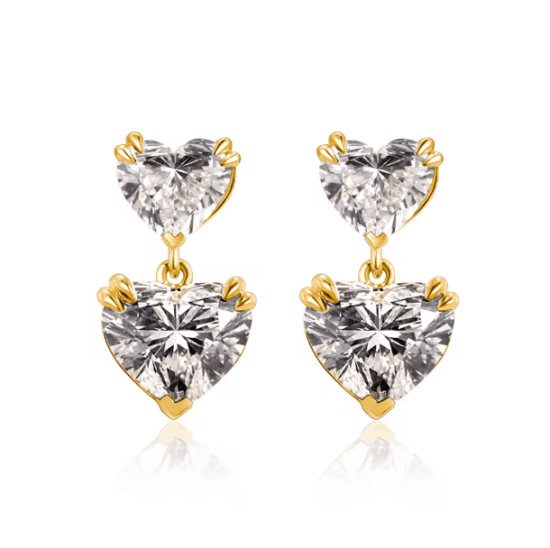 Romantic Heart Solitaire Earrings | 18K Gold Plated Crystal Heart Drop Earrings for Women | Every day & Party Wear Pair of 1 view 7