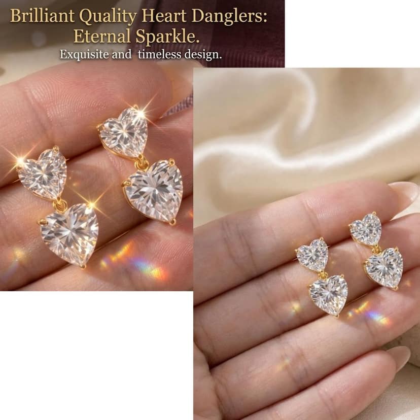 Romantic Heart Solitaire Earrings | 18K Gold Plated Crystal Heart Drop Earrings for Women | Every day & Party Wear Pair of 1 view 9
