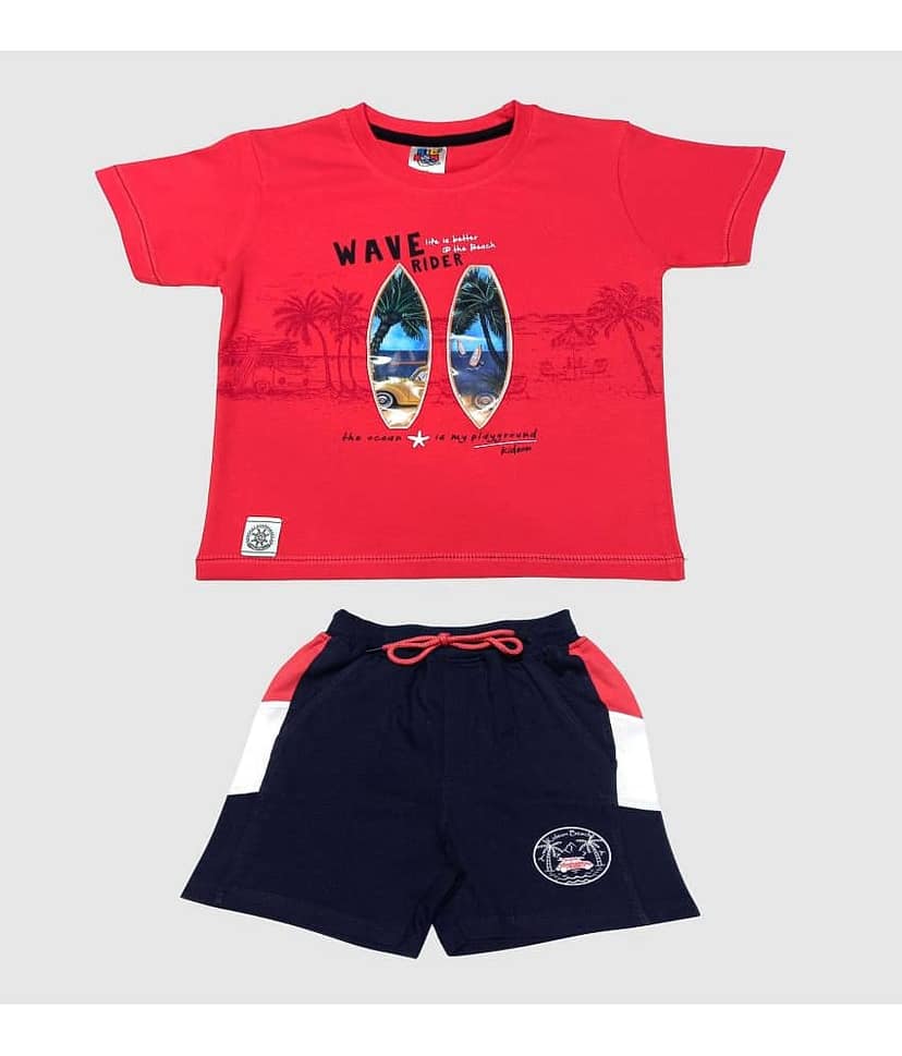 Kideon Pack of 1 Boys Cotton T-Shirt & Shorts Set ( Gold )