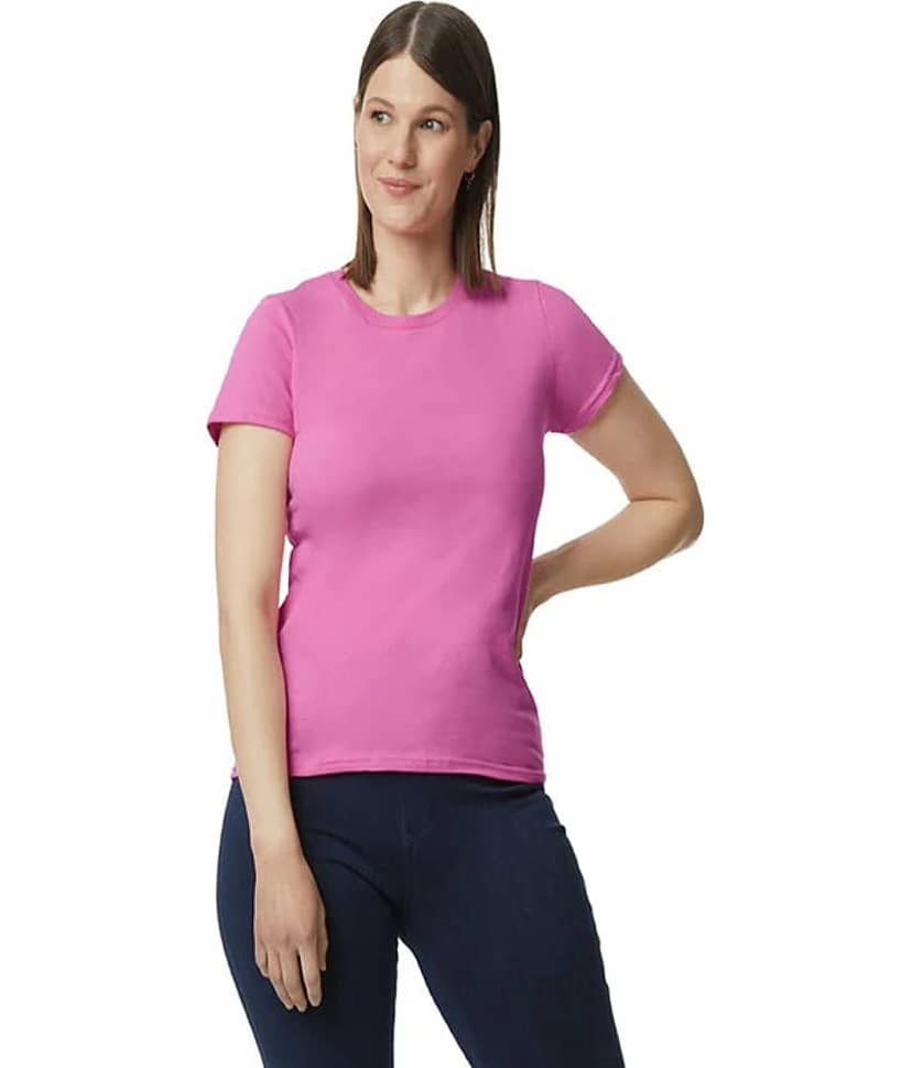 Gildan Women Cotton Solid Regular Fit Round Neck T-Shirt ( Multicolor 1 ) view 5