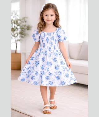 Arshia Fashions Cotton Blend Frock For Girls ( Pack of 1 , Blue )