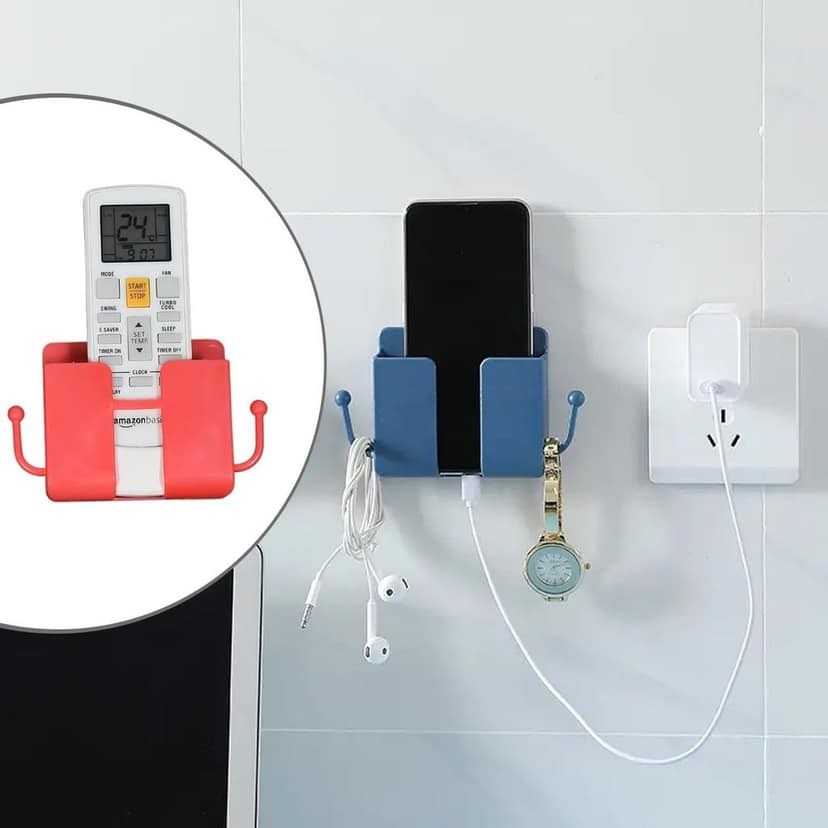 Wall Mounted Storage Box / Remote Storage Organizer Case with 2 Side Hanging Hooks (4 Pcs Set) view 8