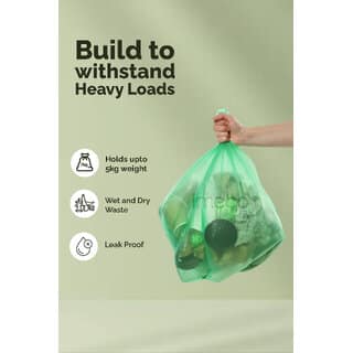 IMECO Eco-Friendly Garbage Bags 30 Pcs Large - 24 x 32 Inches 15 Pcs x 2 Roll Green Dustbin/Trash Bags with De view 2