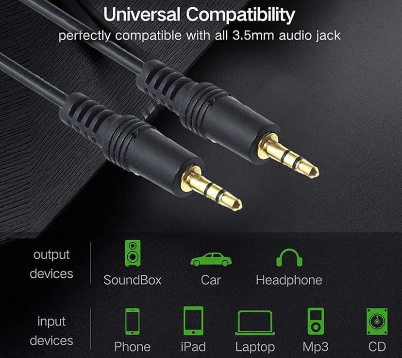 Aux 3.5mm Cable Male to Male Stereo Aux Cable For Car,Music System,Headphone,Mobile Phone (1.5meter)(Black) view 4