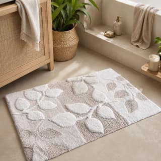 ALFIE Handmade Cotton Bath Rug | Natural | Hand Tufted | Soft & Absorbent Bathroom Mat | 50x80 cm
