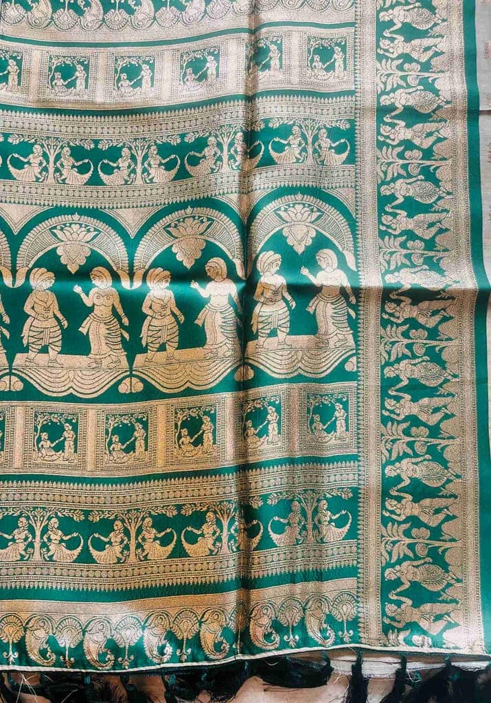 Tissue Banarasi Saree with Temple Zari Motif view 2