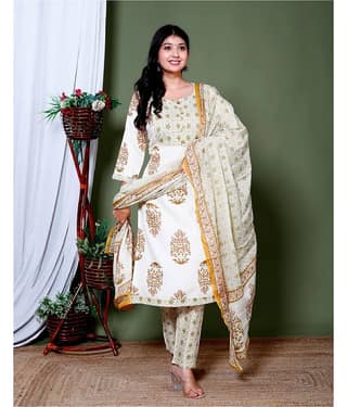 The Kurti Point Rayon Printed Kurti With Pants Women's Stitched Salwar Suit - White ( Pack of 1 )
