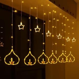 Lights Diwali String Curtain Lights – Warm White Indoor & Outdoor Lights for Home, Wall, Window, Indian Wedding,