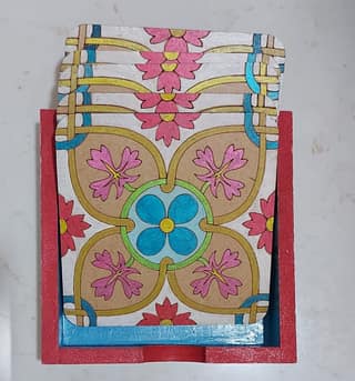 Kalakrishta Handpainted Multicolor Floral Deasign Coaster Set of 6 with Holder
