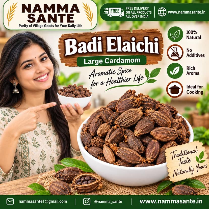 Badi Elaichi | Kali Elaichi | Dodda Elakki | Mothi Velchi | Black Cardamom view 3