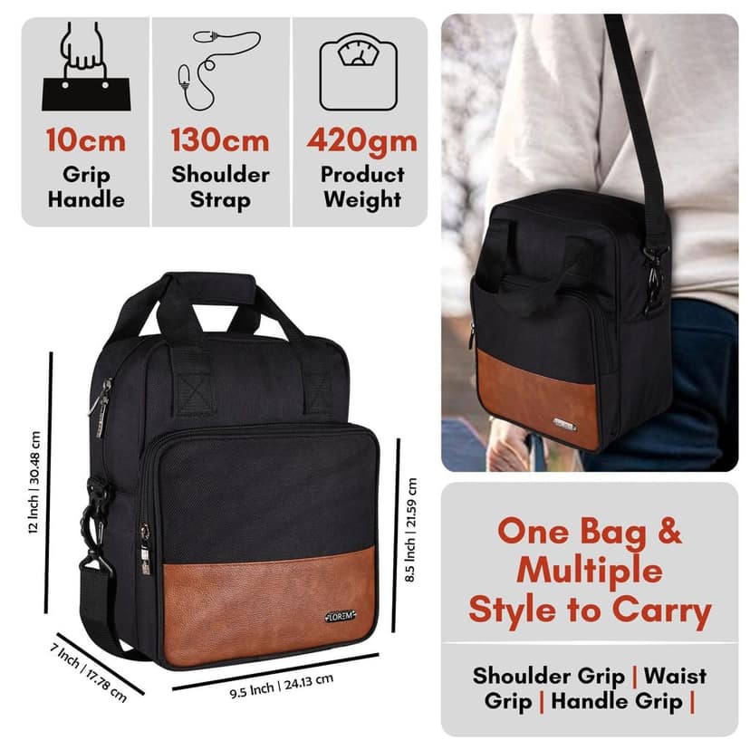 LOREM TB18 Insulated Tiffin Bag, Grey, PVC Coated Fabric, Water Repellent, Keeps Food Hot/Cold for 5-6 Hours view 6