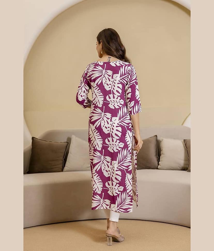Kapadia Women Cotton Blend Printed Straight Kurti ( Green ) view 2