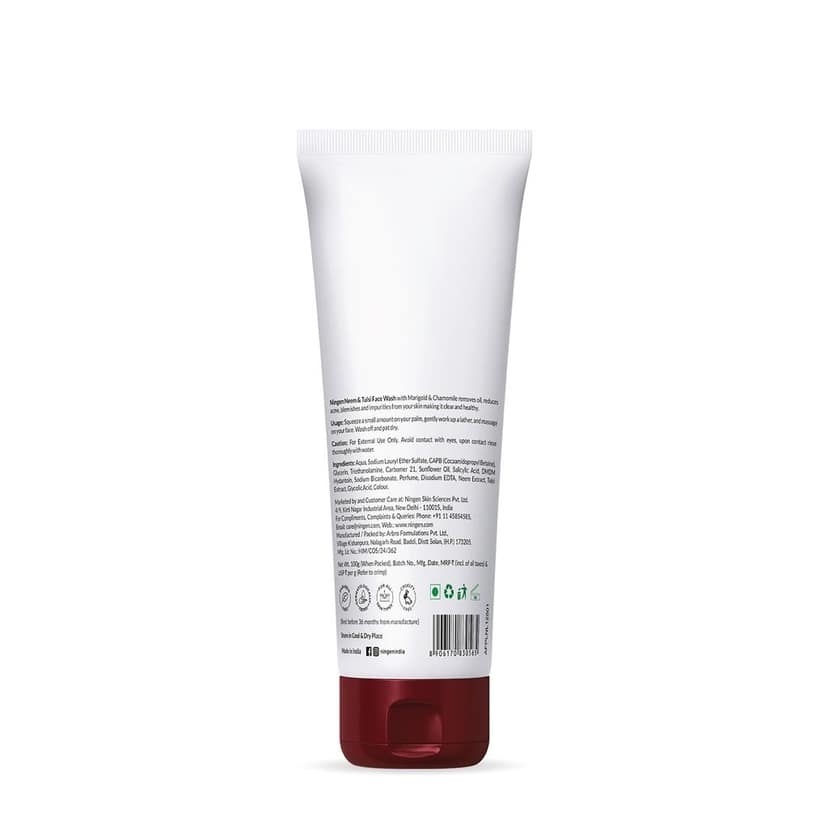 Ningen Neem and Tulsi Face Wash I Goodness of Marigold and Chamomile I Irritation Free, Paraben Free I Removes Oil, Blemishes, Acne, Impurities, Delays Ageing I 100g view 2