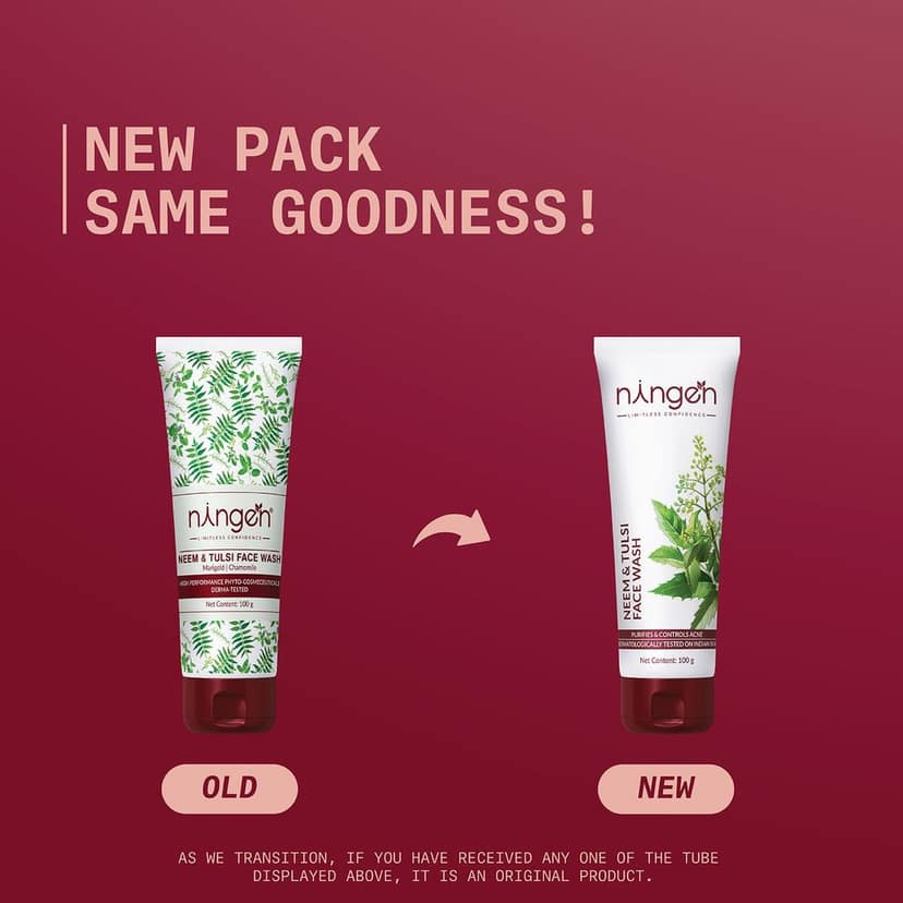 Ningen Neem and Tulsi Face Wash I Goodness of Marigold and Chamomile I Irritation Free, Paraben Free I Removes Oil, Blemishes, Acne, Impurities, Delays Ageing I 100g view 3