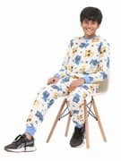 Ninos Dreams Boys Cotton Full Sleeves Coord Set with Cat Print-Offwhite