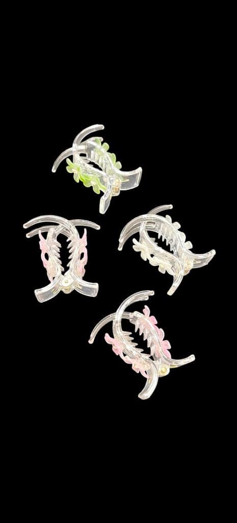 Dual Flower Hair Claw Clips set of 4 view 4