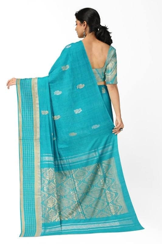 APCO Handloom - Women's Rahajmundry Pure Cotton Handloom Saree (Blue) view 3